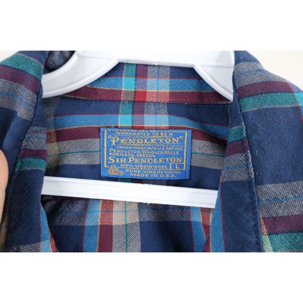 Vintage 70s Pendleton Large Wool Collared Long Sl… - image 6